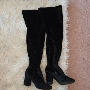 Carlos Santana Velvet Black Over-the-Knee Boots